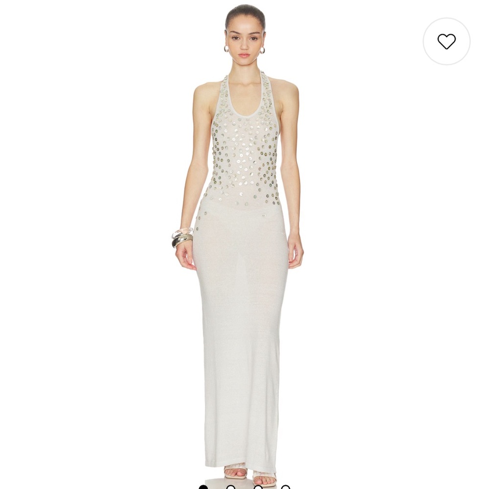 Aya muse Oriel maxi dress in elephant Elegant White Halter Dress